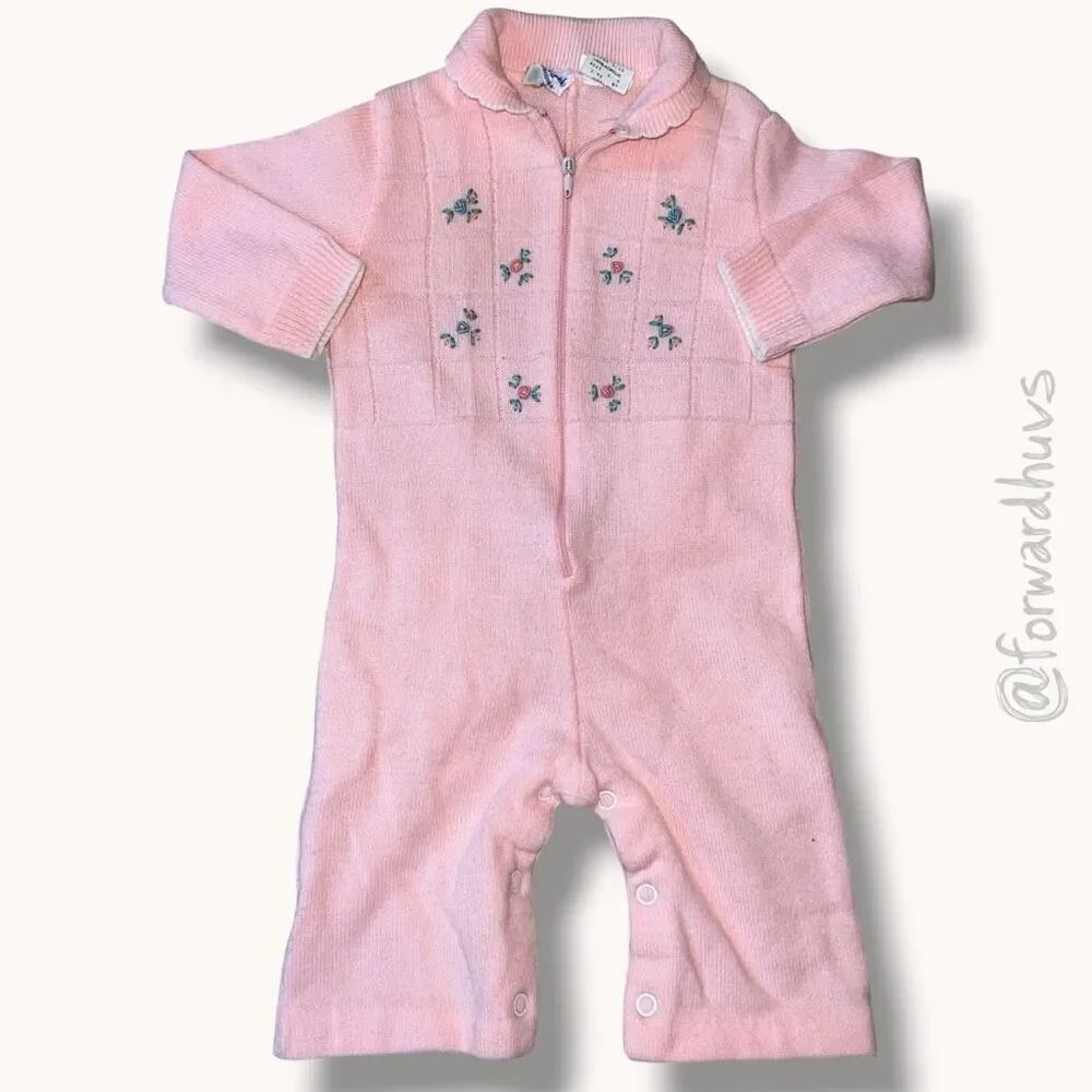 ☑️ Little  Angel  Original Pink Knit Baby Romper – Birth to 3 Months